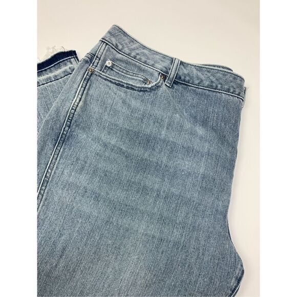 Michael Kors Womens High Rise Frayed Hem Straight Jeans Light Wash Blue Size 20W - Picture 4 of 12